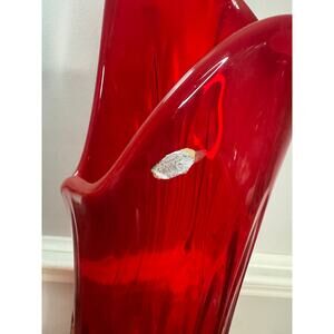 L.E.Smith Amberina Thousand Eye "nubby butt" Swung Vase